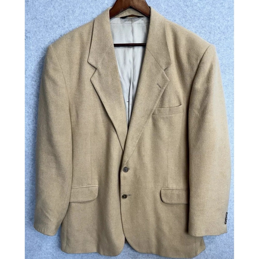VINTAGE 100% Camel Hair Blazer Sport Coat Jacket Size 46R TRIESTE 90s Tan Luxury